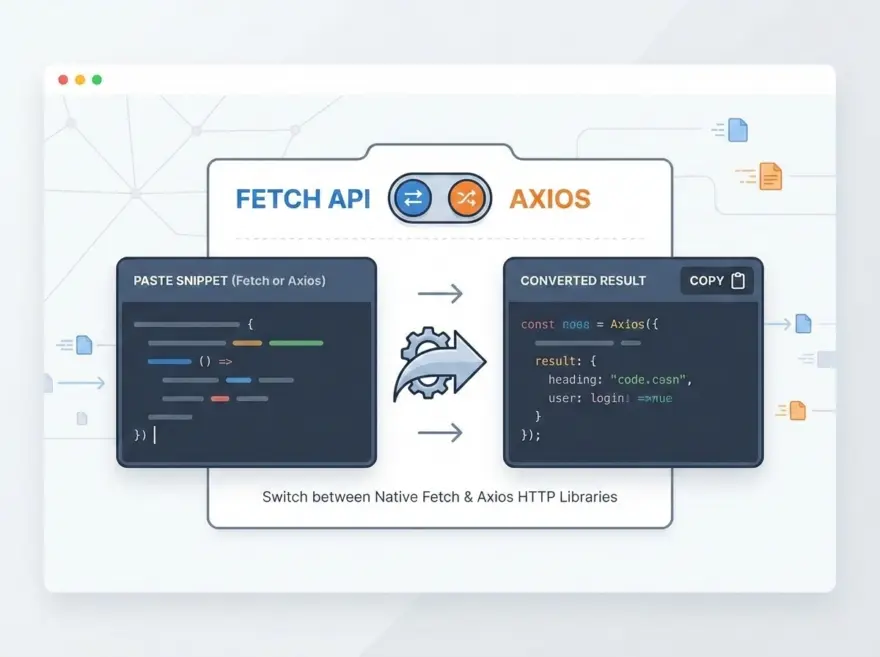 Fetch API to Axios HTTP Request Code Converter